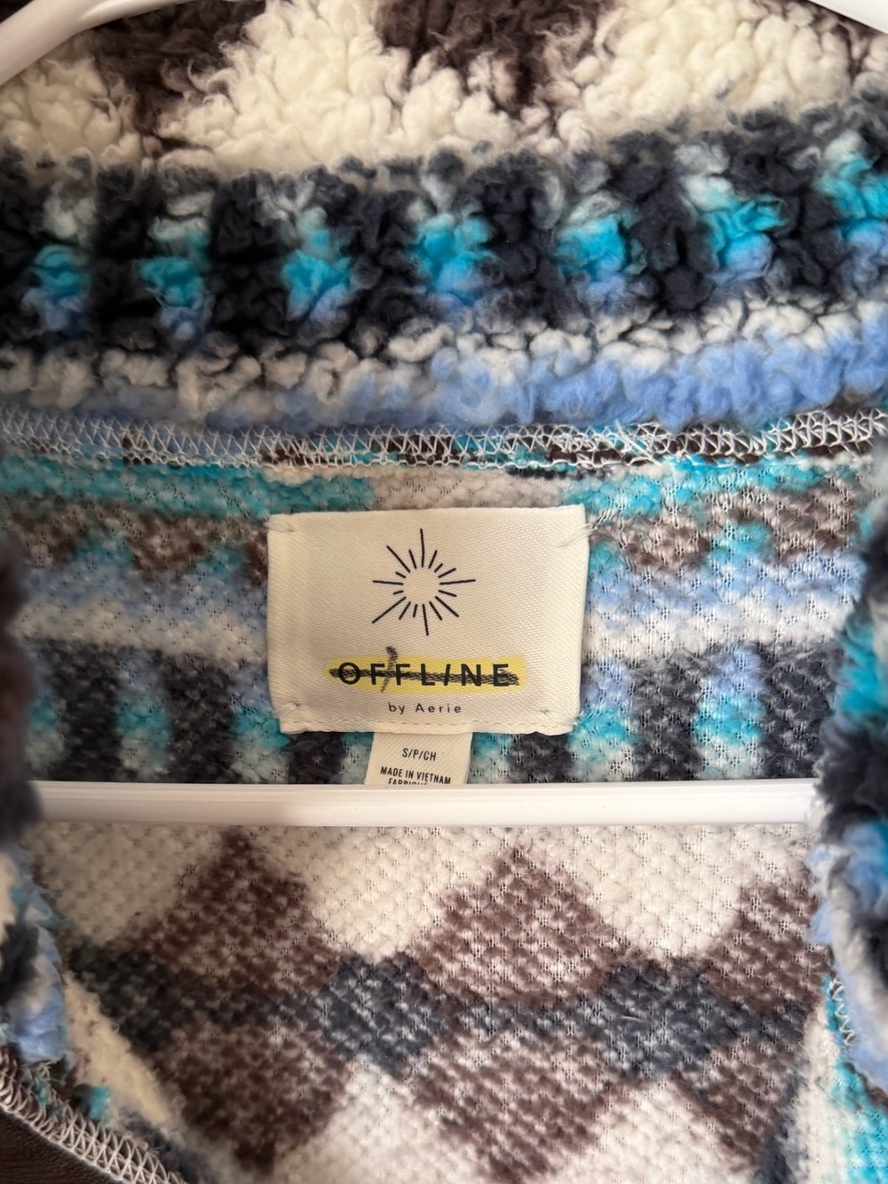 Offline by Aerie Nordic patterned sherpa fleece quarter-zip pullover Small - Picture 5 of 5